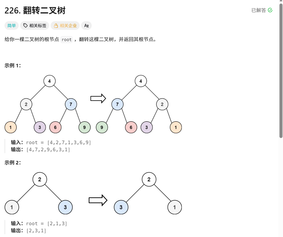 翻转二叉树题目