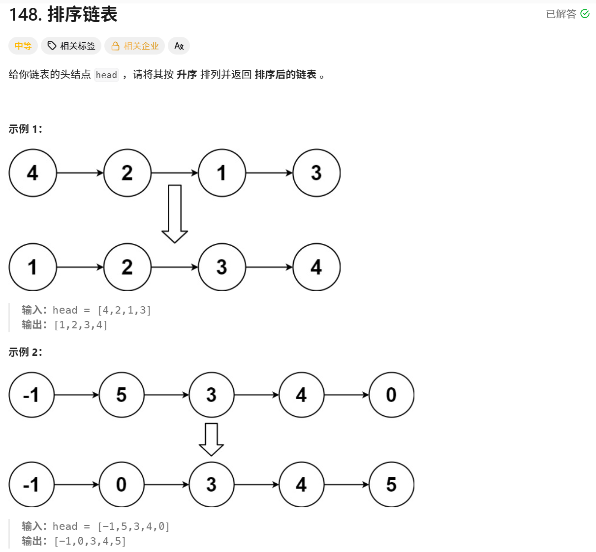 排序链表题目